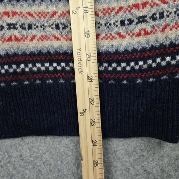 J Crew Sweater Womens XS Red Multicolor 100% Lambs Wool Fair Isle Aztec Preppy - Picture 12 of 13